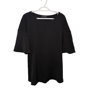 ELOQUII Black Bell Sleeve Tie Back Top Tunic Shirt Womens‎ 18 Career Minimalist